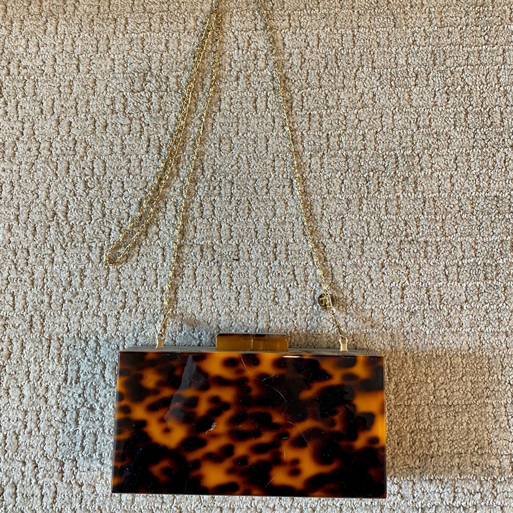 Leopard Print Handbag Clutch Purse, Crossbody, Clutch, Gold Chain, SEA LILY